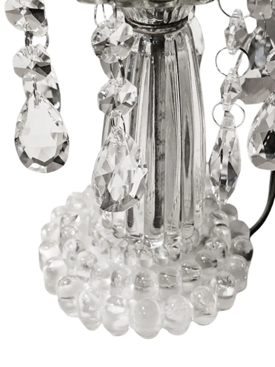 VINTAGE 1940s / 1950s LEVITON VANITY BEDROOM LAMP WITH BRILLIANT HANGING CRYSTAL PRISIMS