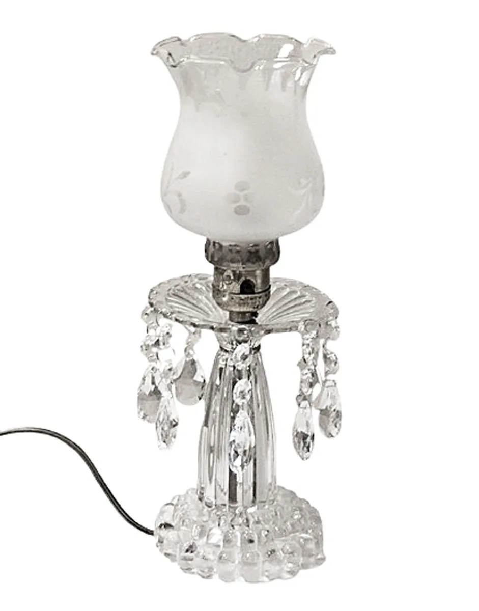 VINTAGE 1940s / 1950s LEVITON VANITY BEDROOM LAMP WITH BRILLIANT HANGING CRYSTAL PRISIMS