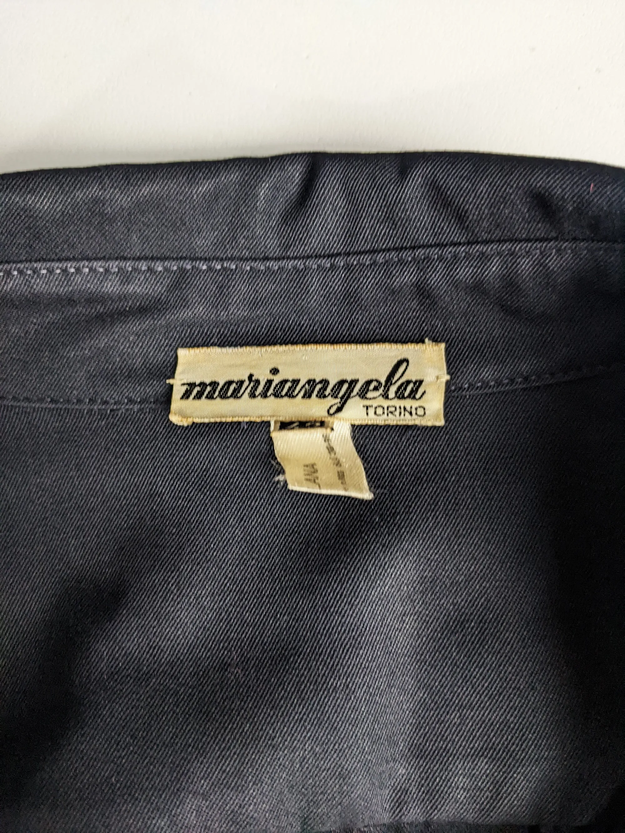 Vintage Navy Blue Blouson Wool Gabardine Dress, 1980s