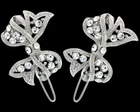 Vintage Style Crystal Bow Wedding Hair Clips