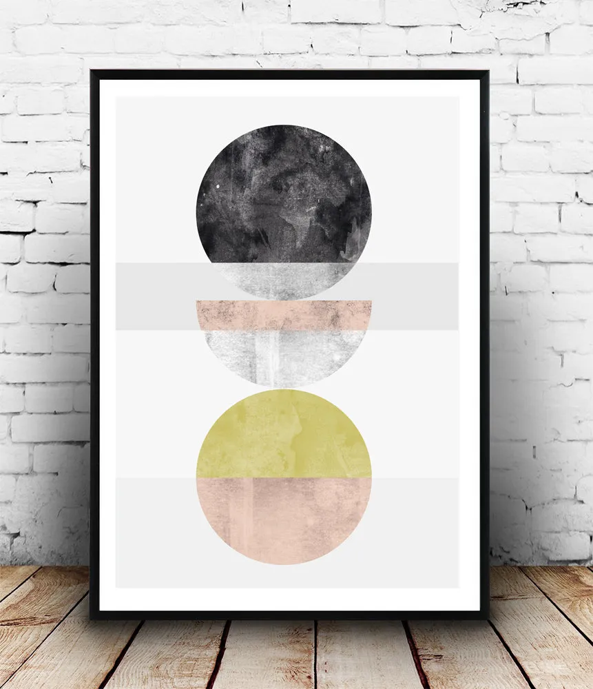 Watercolor circles abstract art print