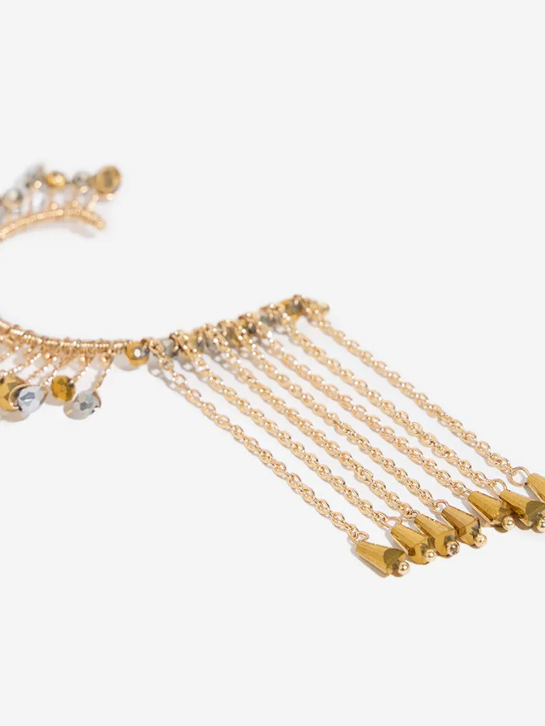 Westside Accessories Gold Dual Toned Beaded Ear Cuff