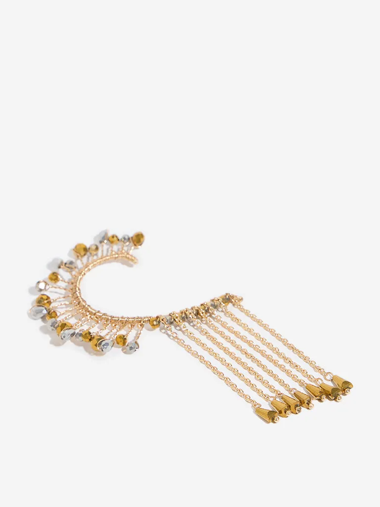 Westside Accessories Gold Dual Toned Beaded Ear Cuff