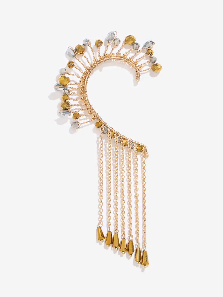 Westside Accessories Gold Dual Toned Beaded Ear Cuff