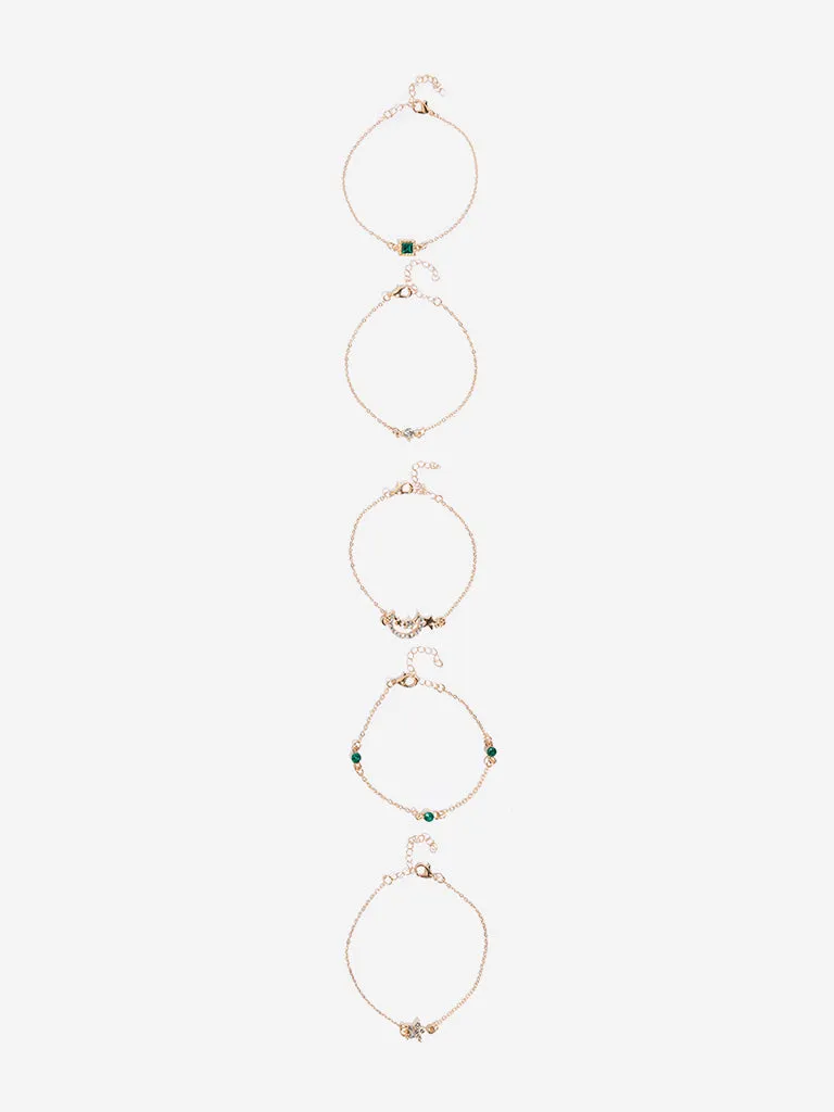 Westside Accessories Gold Star Moon Stackable Bracelets - Pack of 5