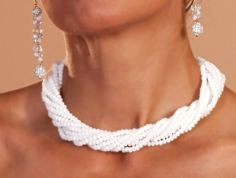 White Crystal Mutli strand necklace