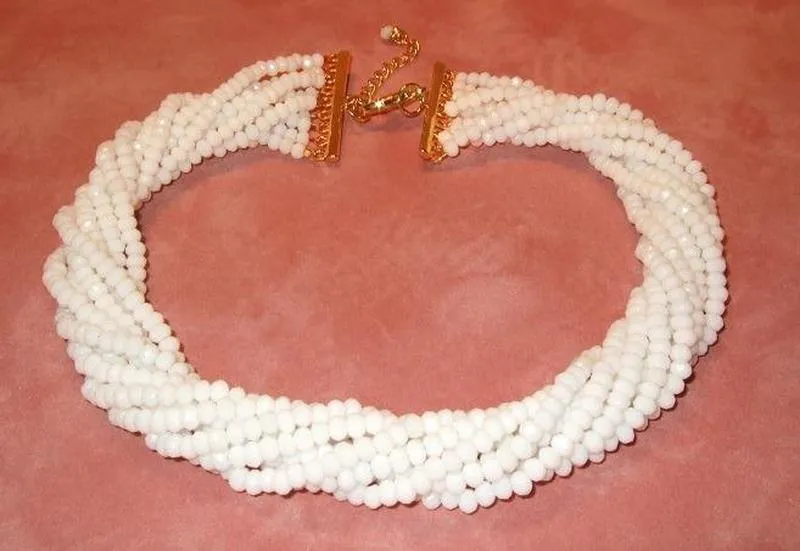 White Crystal Mutli strand necklace