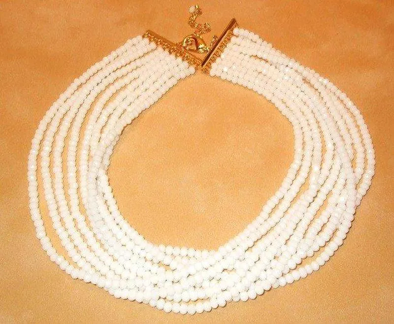 White Crystal Mutli strand necklace