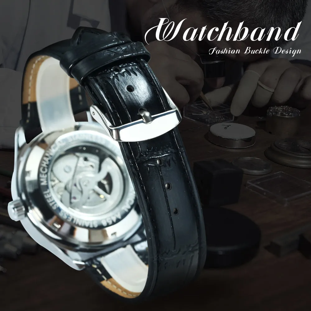 WINNER Fashion Minimalist Automatic Mechanical Business Watch for Men A458
