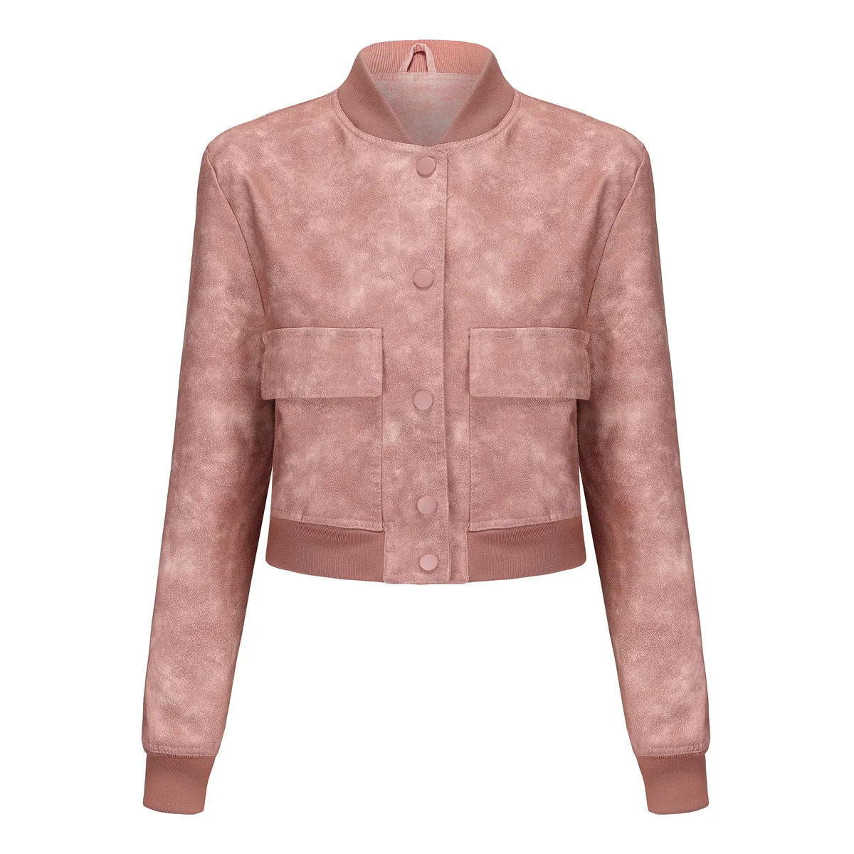 Women's Casual Loose-Fit Ribbed PU Leather Jacket