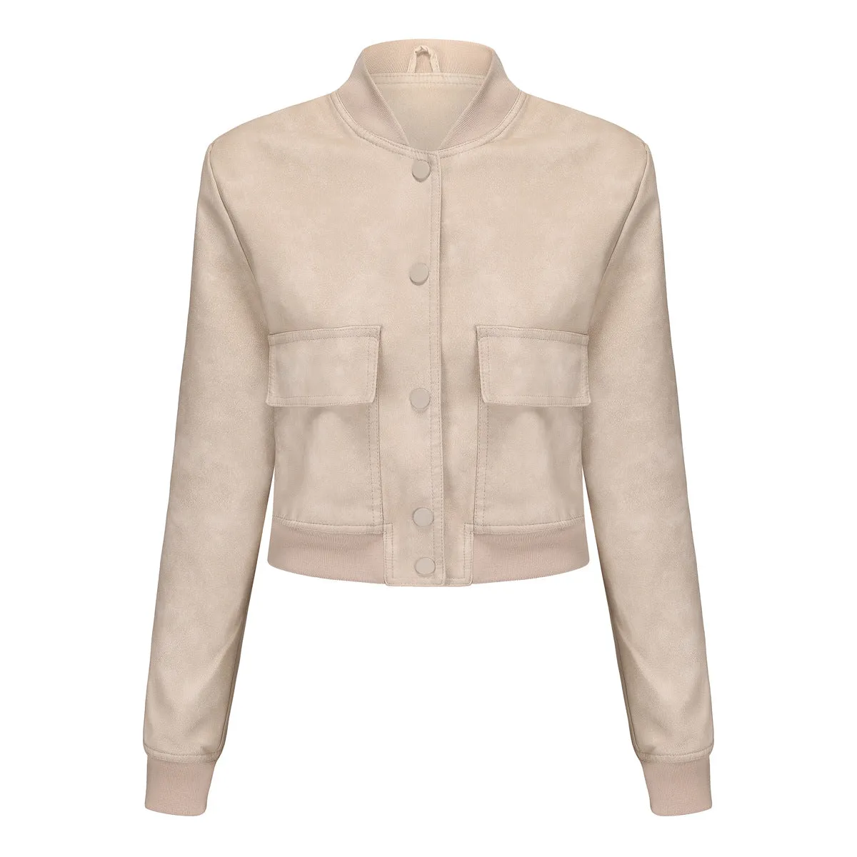 Women's Casual Loose-Fit Ribbed PU Leather Jacket