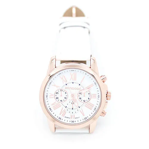 Women's Geneva Fashion Roman Numerals Faux Leather Band Quartz Wrist Watch Gift