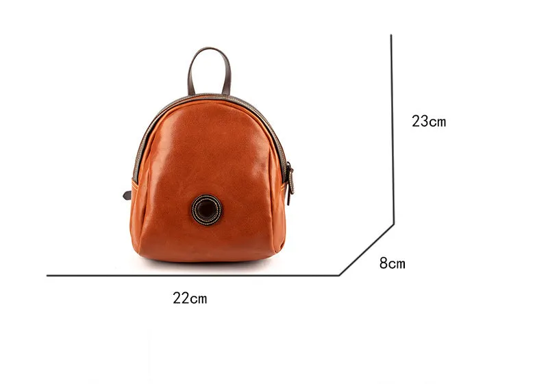 YAAGLE Girls' Tanned Leather Contrast Color Mini Zipper Backpack YGM8207