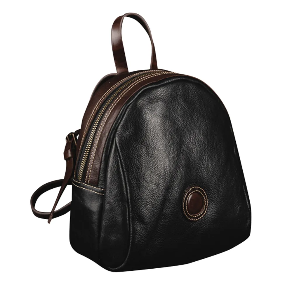 YAAGLE Girls' Tanned Leather Contrast Color Mini Zipper Backpack YGM8207