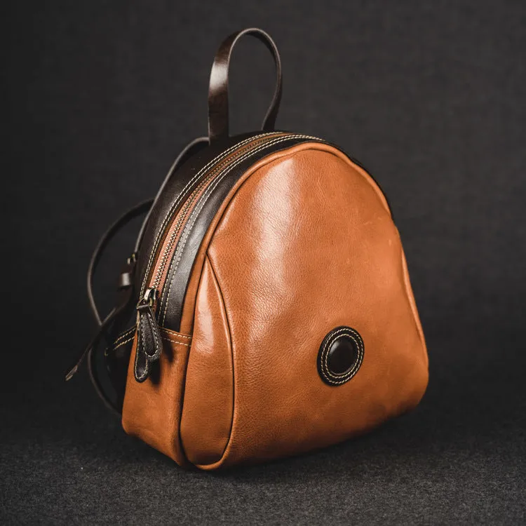 YAAGLE Girls' Tanned Leather Contrast Color Mini Zipper Backpack YGM8207