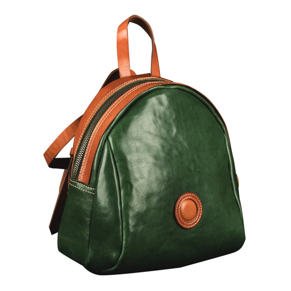 YAAGLE Girls' Tanned Leather Contrast Color Mini Zipper Backpack YGM8207