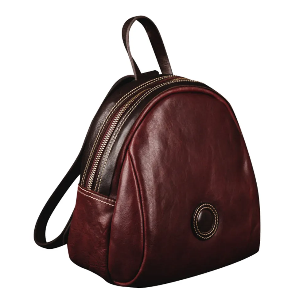 YAAGLE Girls' Tanned Leather Contrast Color Mini Zipper Backpack YGM8207