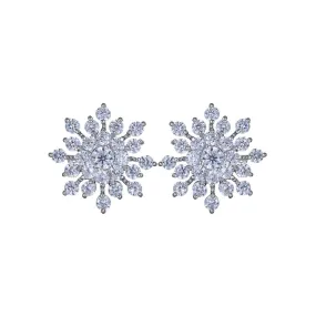 Yellow Chimes Elegant Sparkling Rhinestone Crystal Snowflake Stud Earring for Women and Girls